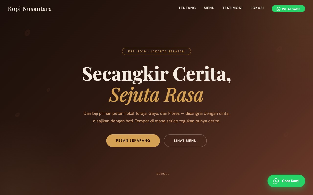Kopi Nusantara — warung kopi & eatery website