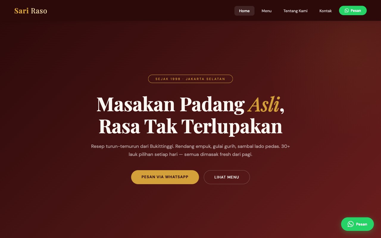 Sari Raso — Rumah Makan Padang website